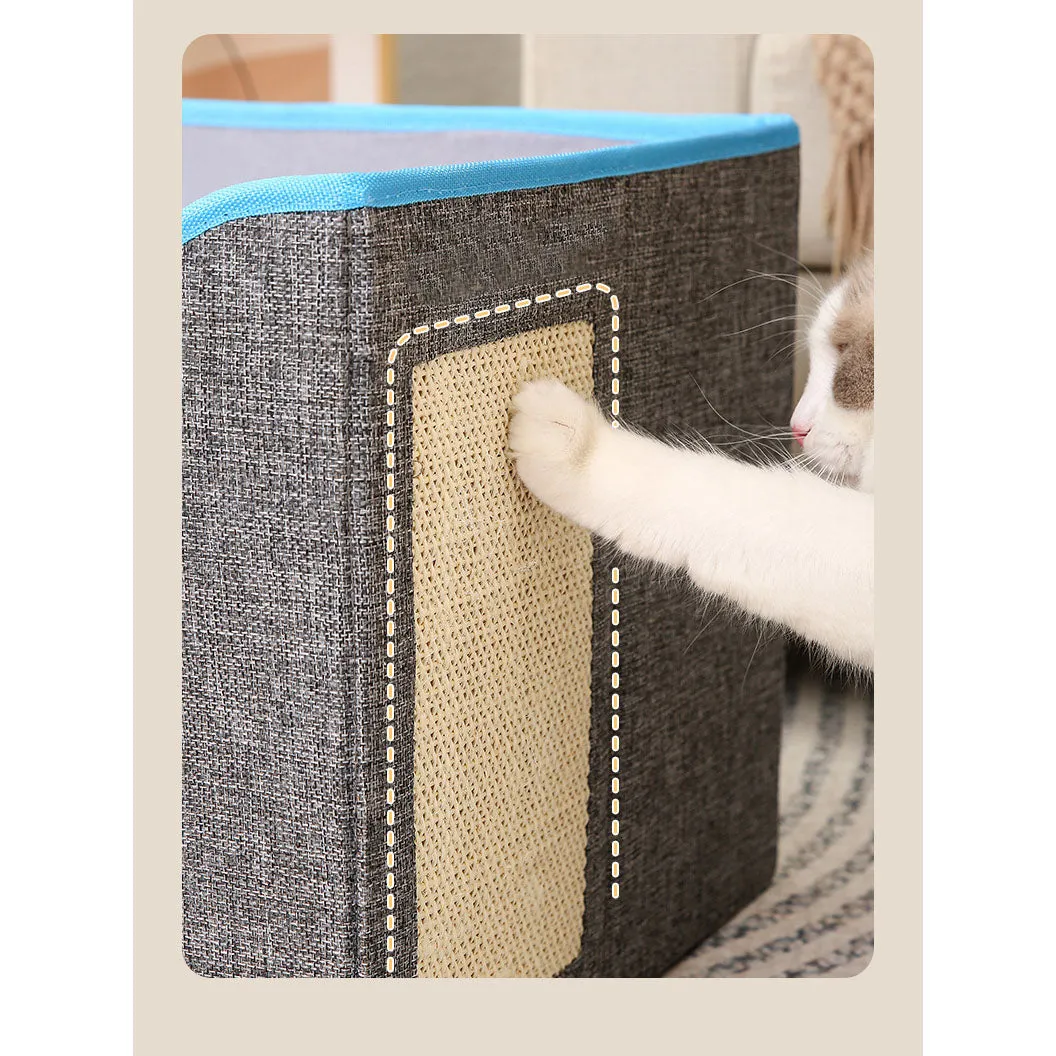 Cat Cave for Pet Cat House with Hanging Ball and Scratch Pad-Gray