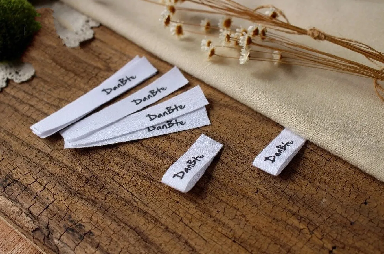 Custom Clothing Labels -  Personalized Sew on Labels - Fabric Sew in Labels - Cloth Tags for Clothes - Fold Over Cloth Labels for Handmade
