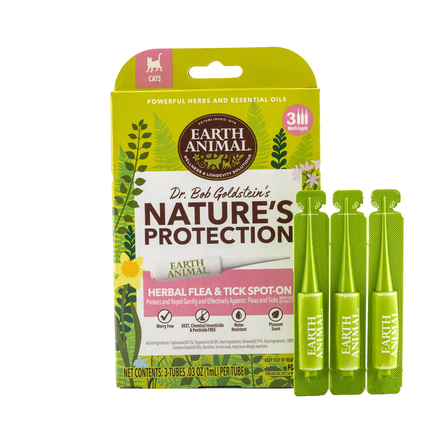 Earth Animal Nature’s Protection™ Flea & Tick Herbal Spot-On For Cats