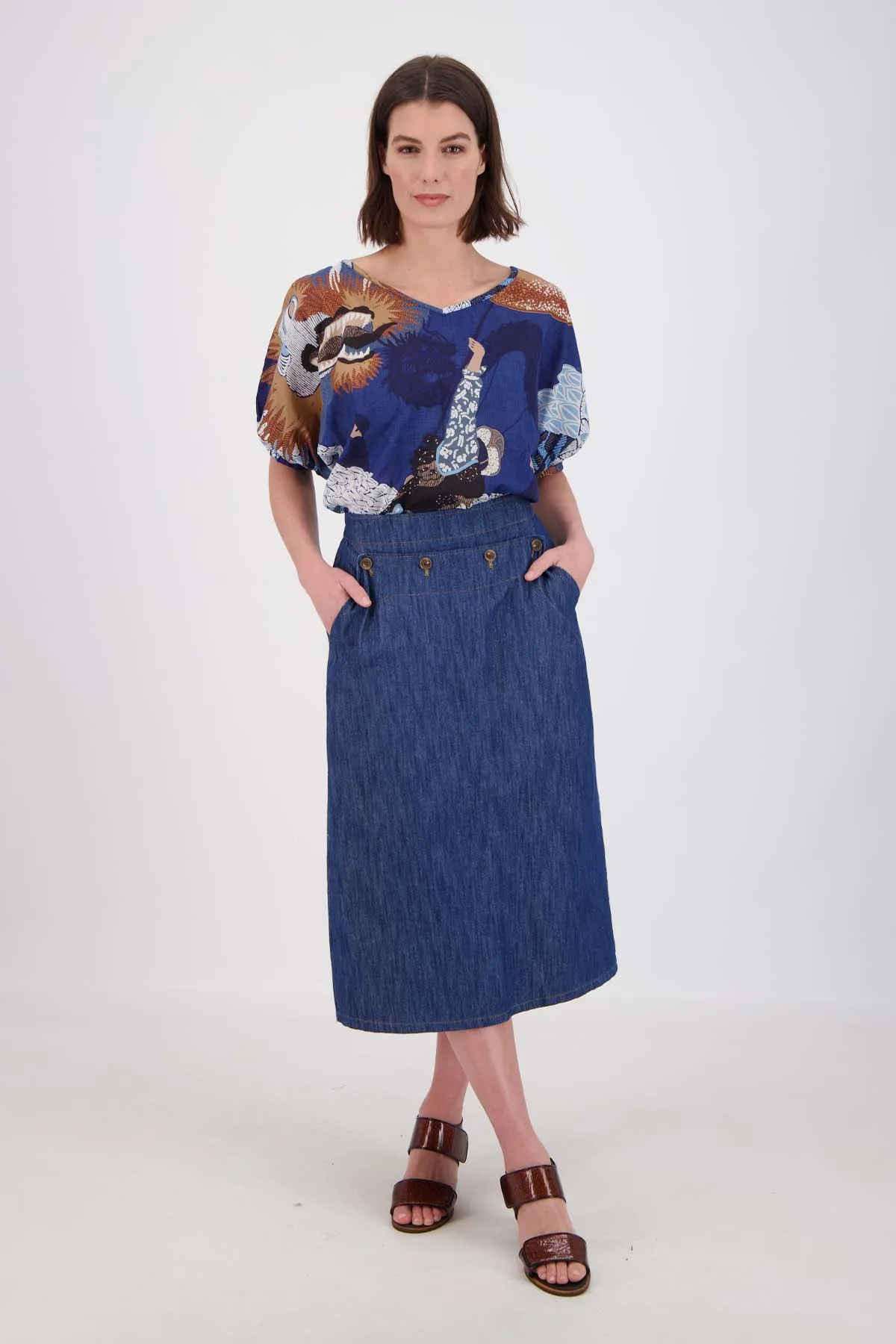 Festival Camisa Blue in Cotton