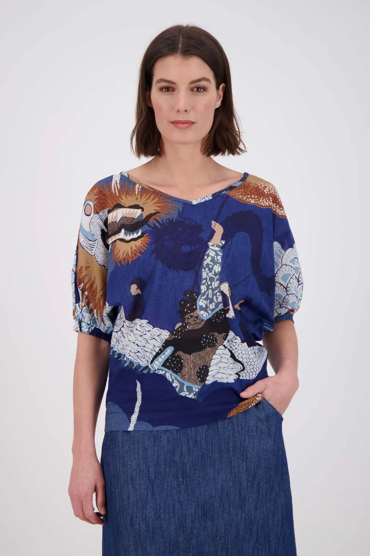 Festival Camisa Blue in Cotton
