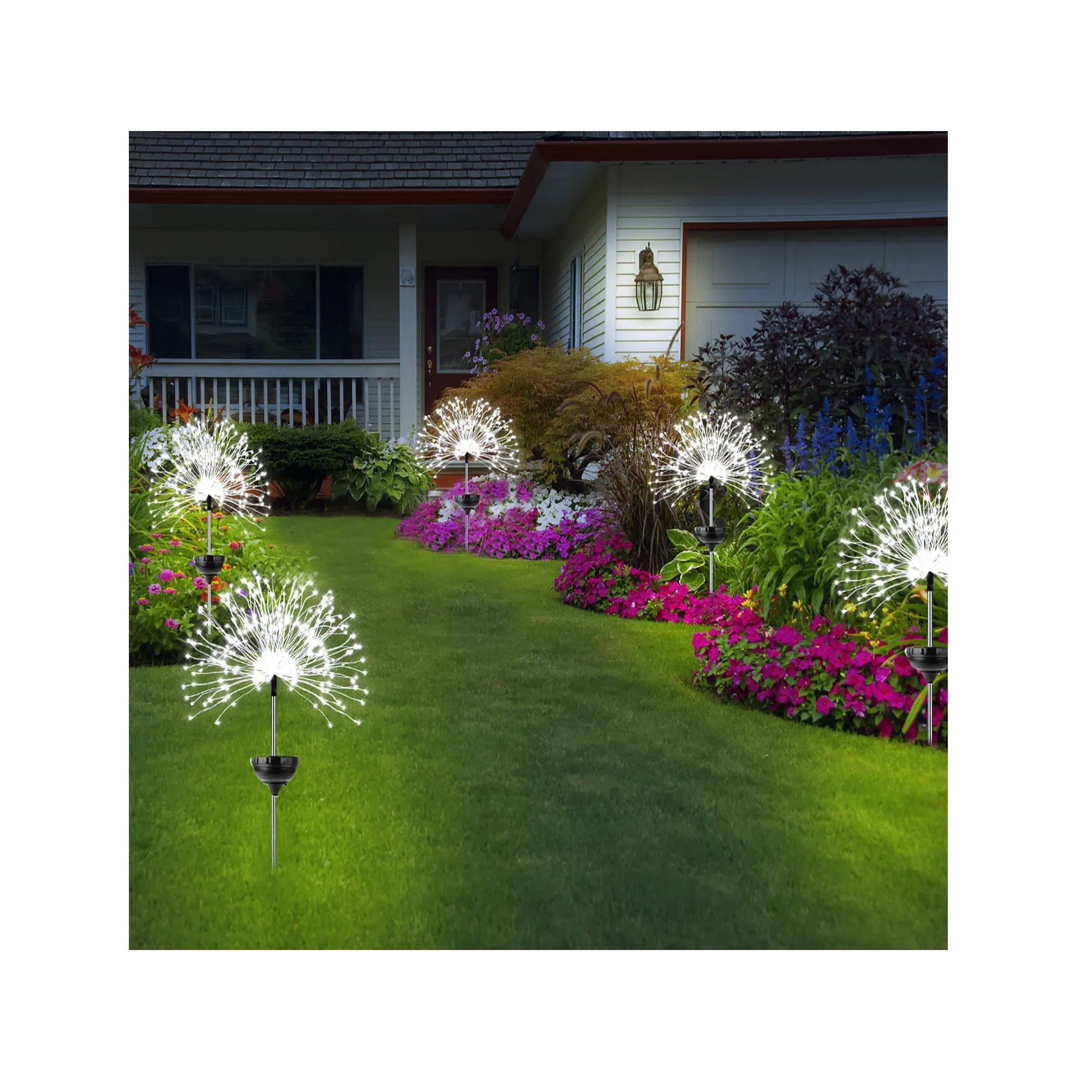 Honche Round Solar Outdoor Firework Lights | Raincoats| For Weddings| Gardens| Trails| Decorations | Color Cool White