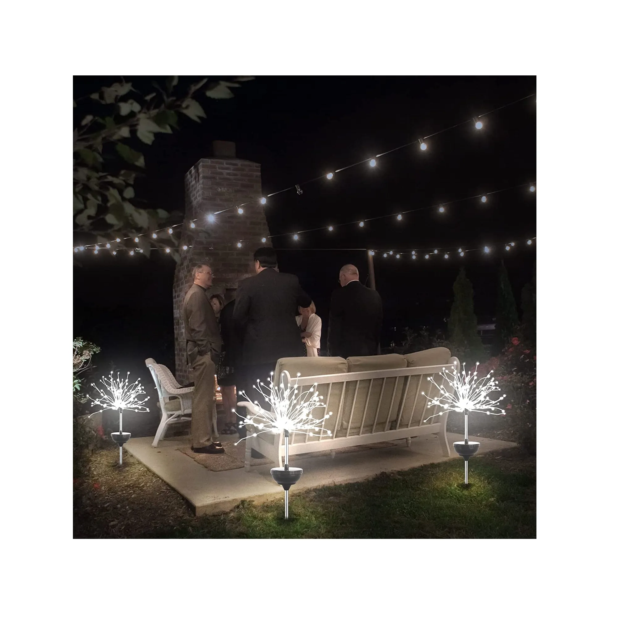 Honche Round Solar Outdoor Firework Lights | Raincoats| For Weddings| Gardens| Trails| Decorations | Color Cool White