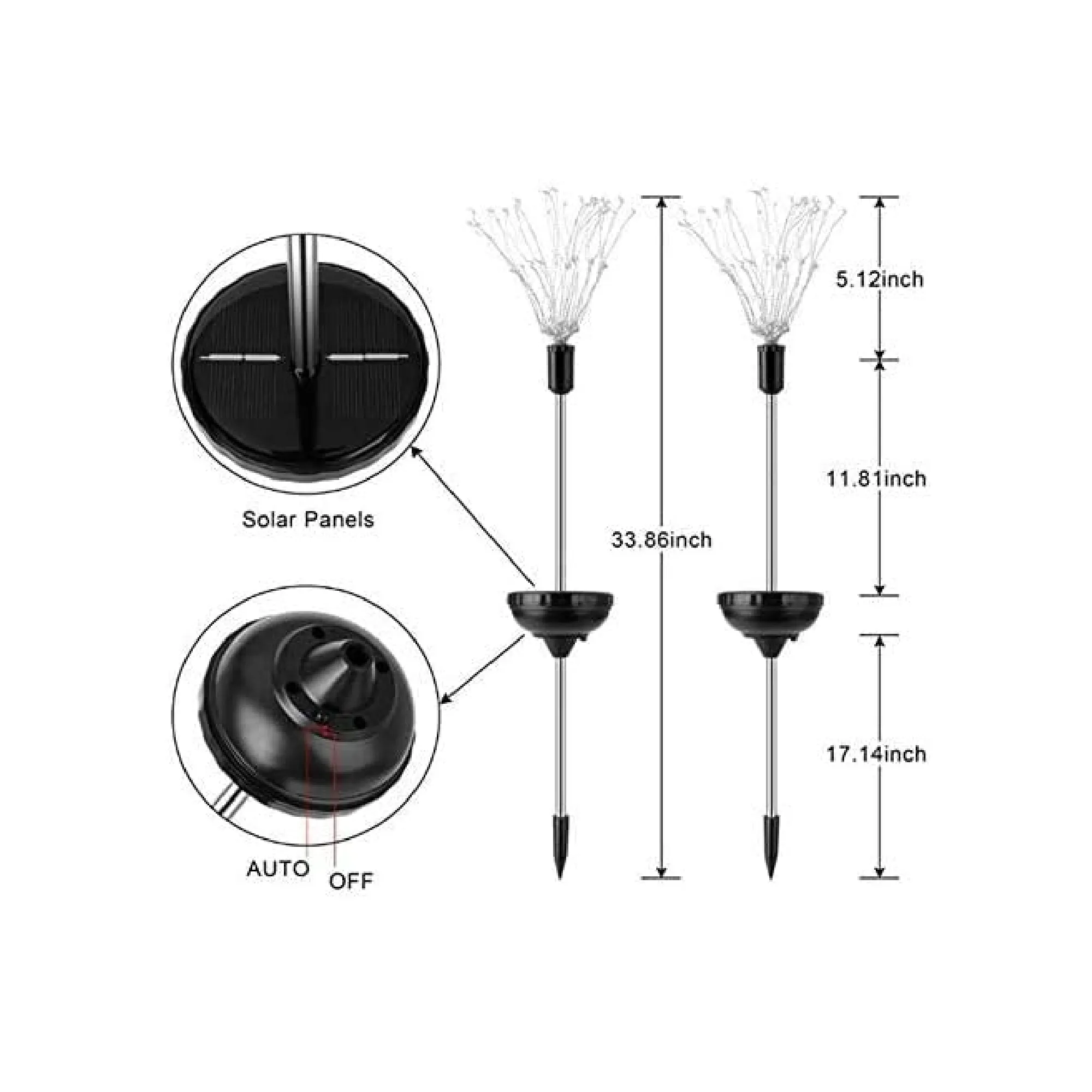 Honche Round Solar Outdoor Firework Lights | Raincoats| For Weddings| Gardens| Trails| Decorations | Color Warm White