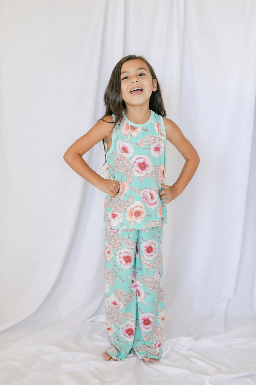 Kids Cooling Aqua Paisley Pajama Pants Set