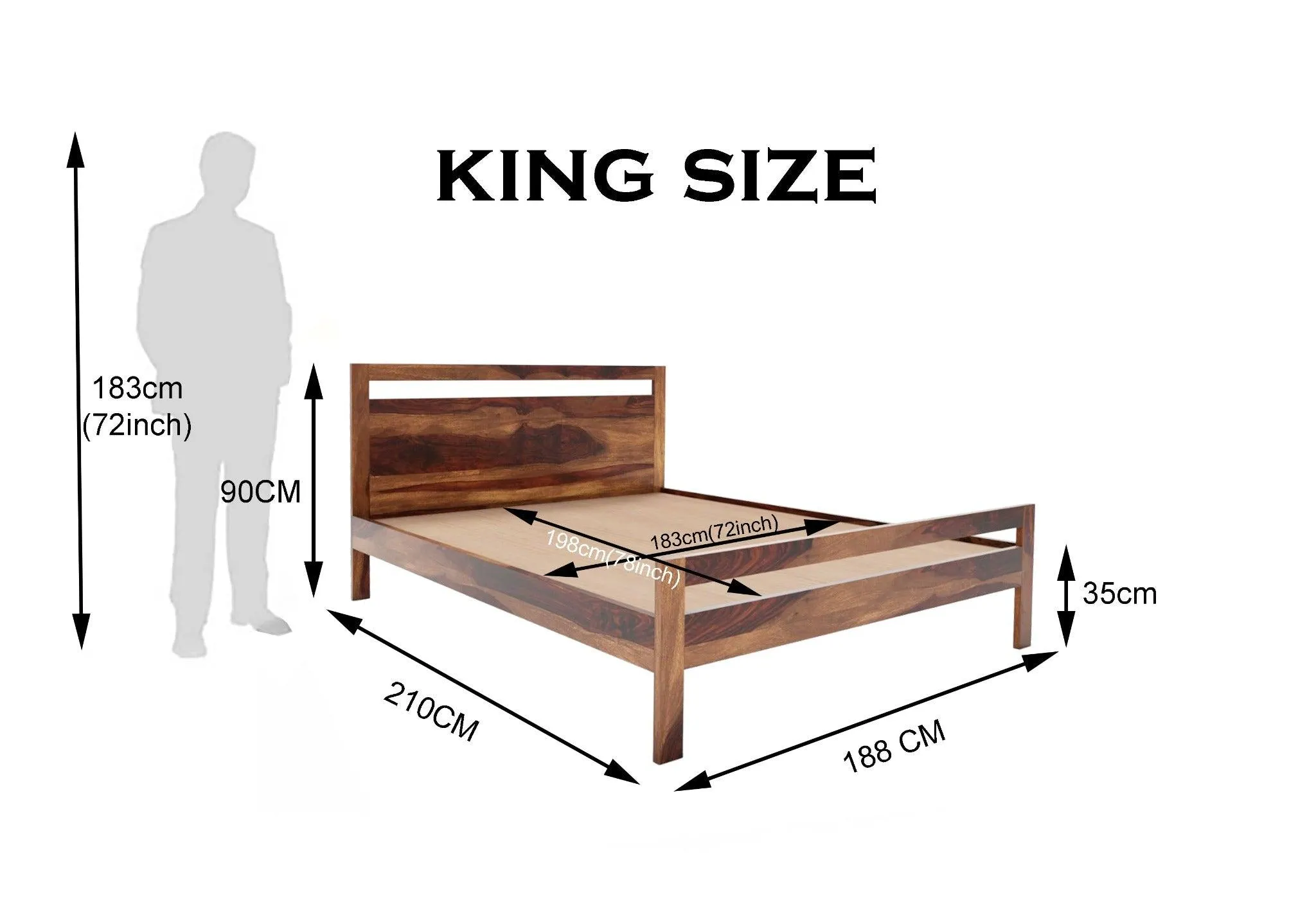 LIMA BED KING Sheesham Wood (Honey Finish)