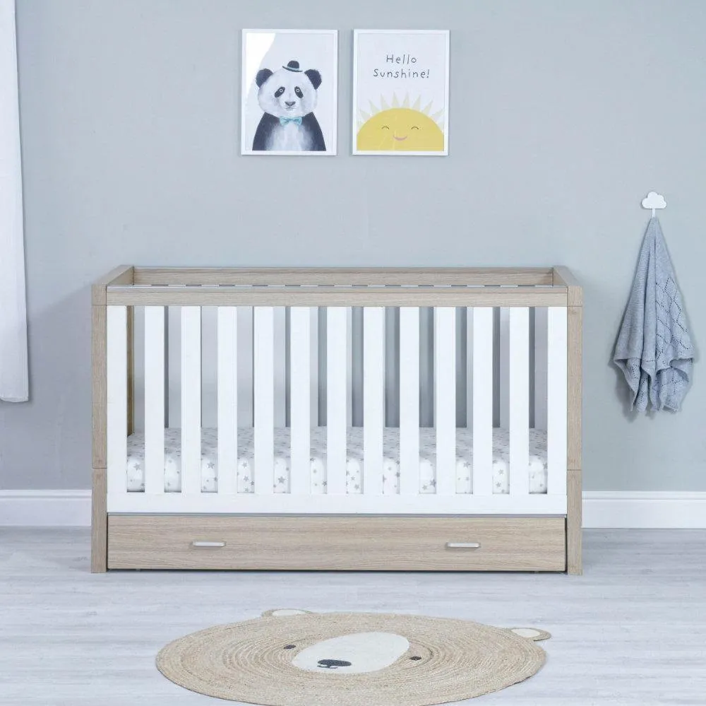 Luno Cot Bed - Oak & White