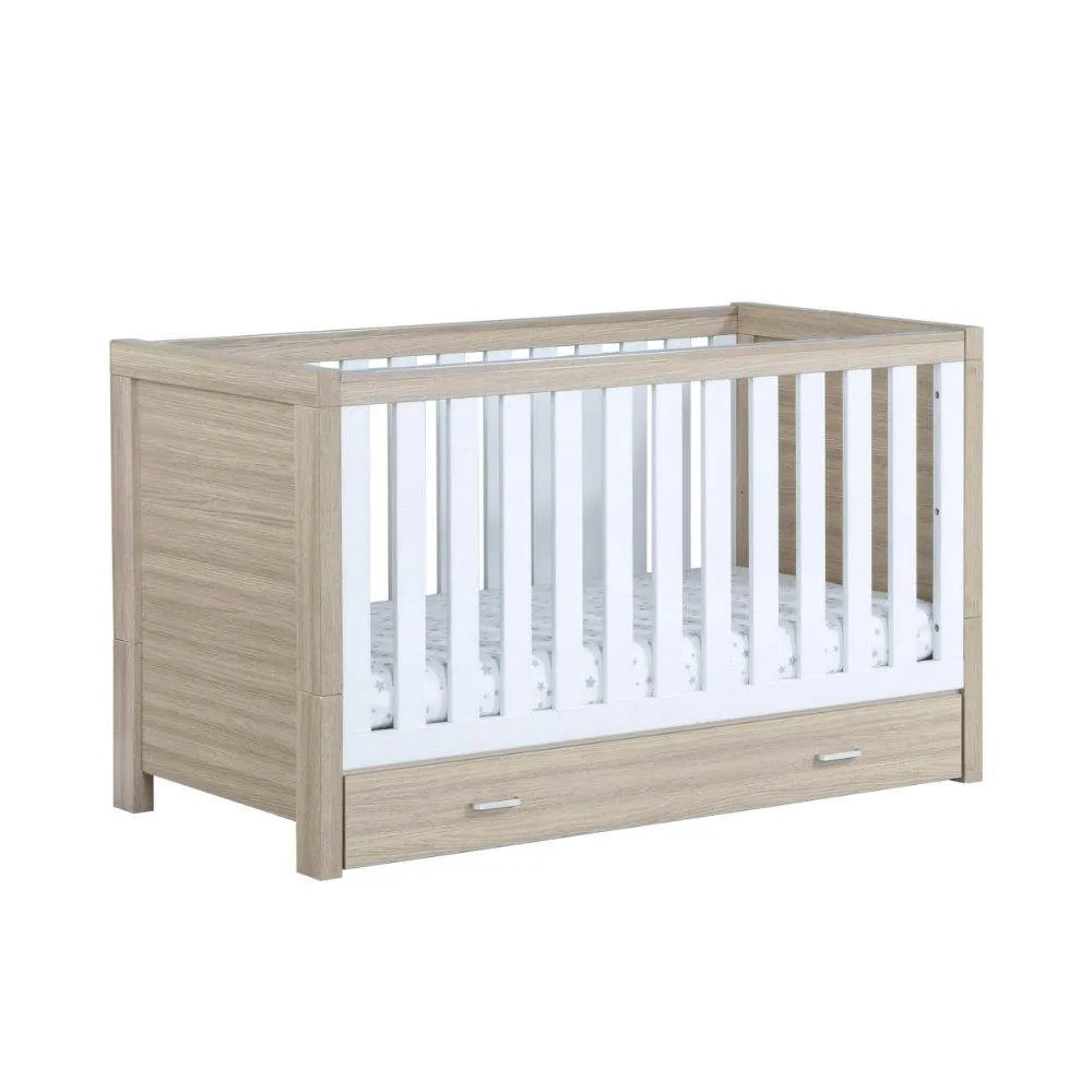 Luno Cot Bed - Oak & White