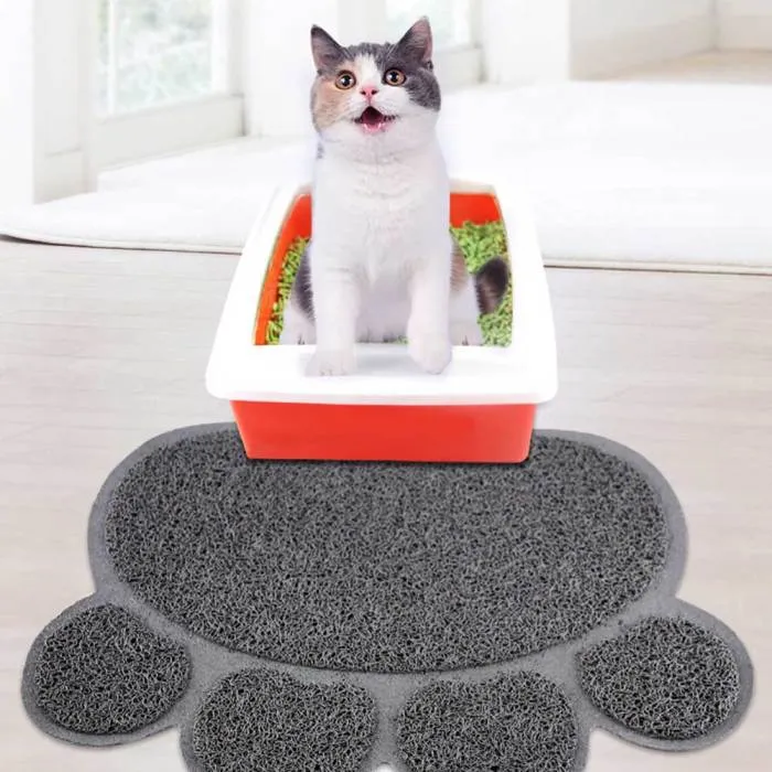 Paw-Shaped Large Cat Litter Mats - Stylish & Effective Mess Control!