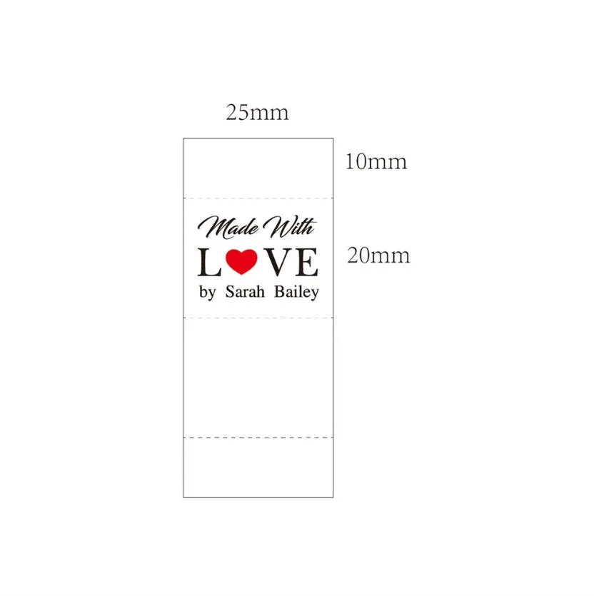 Personalized Clothing Labels -  Cotton Fabric Sew in Labels Sew on Labels Custom Cloth Tags for Clothes Fold Over Labels Made with Love