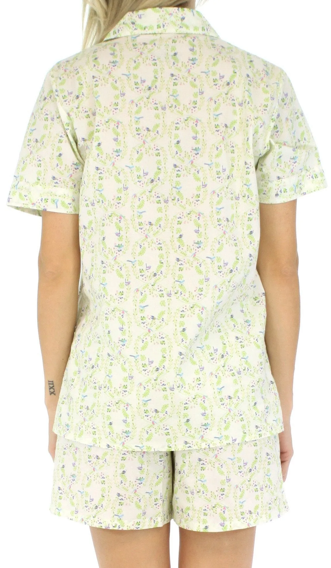 Sleepyheads Women's Sleepwear Cotton Short Sleeve Button-Up Top and Shorts Pajama Set
