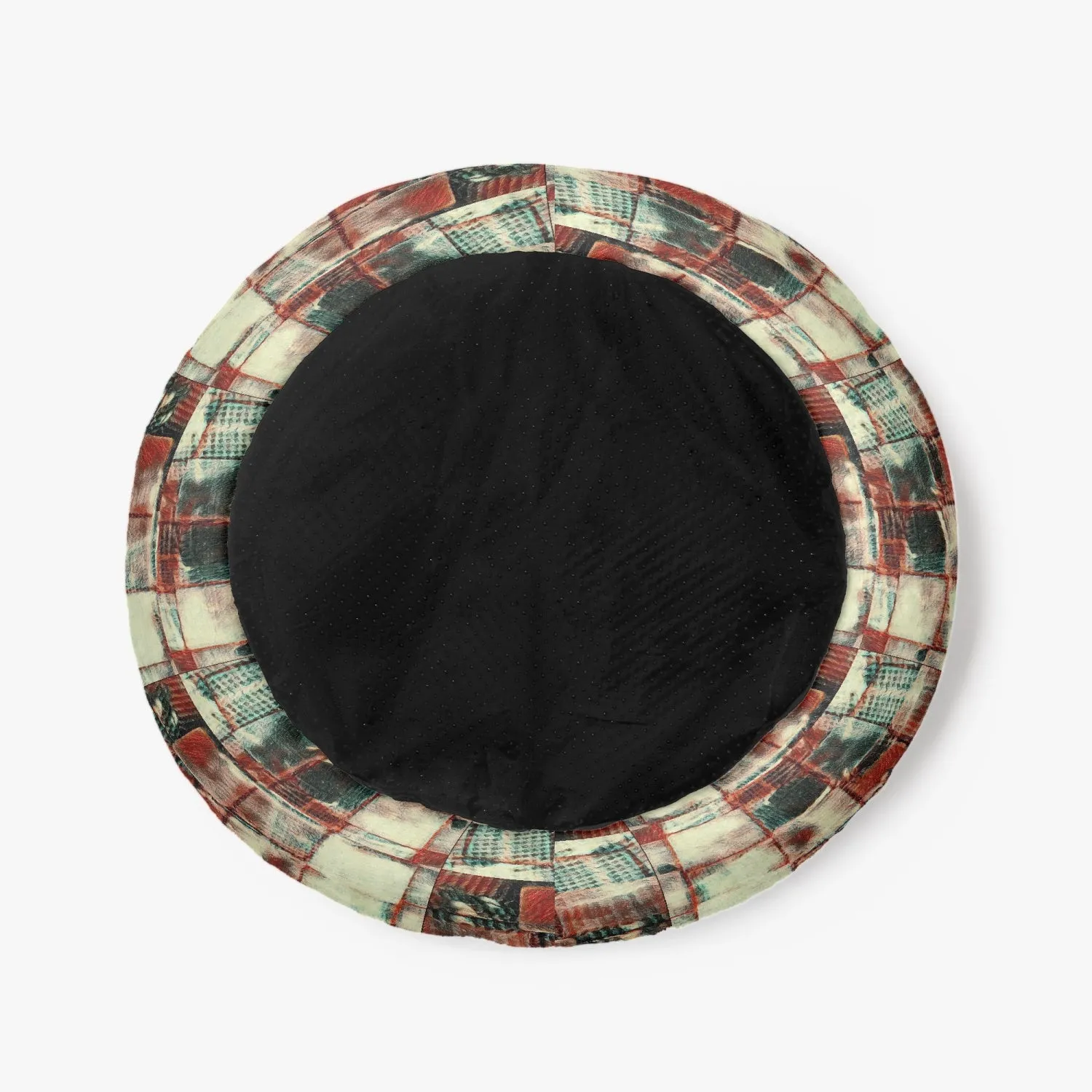 Square Dance -. Round Small Size Pet Bed - 300 gram Flannel