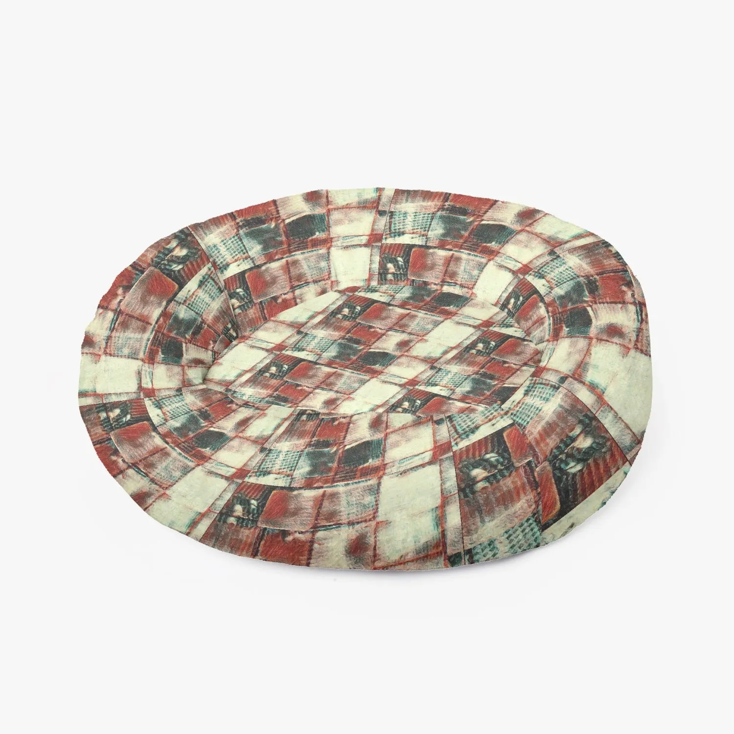 Square Dance -. Round Small Size Pet Bed - 300 gram Flannel