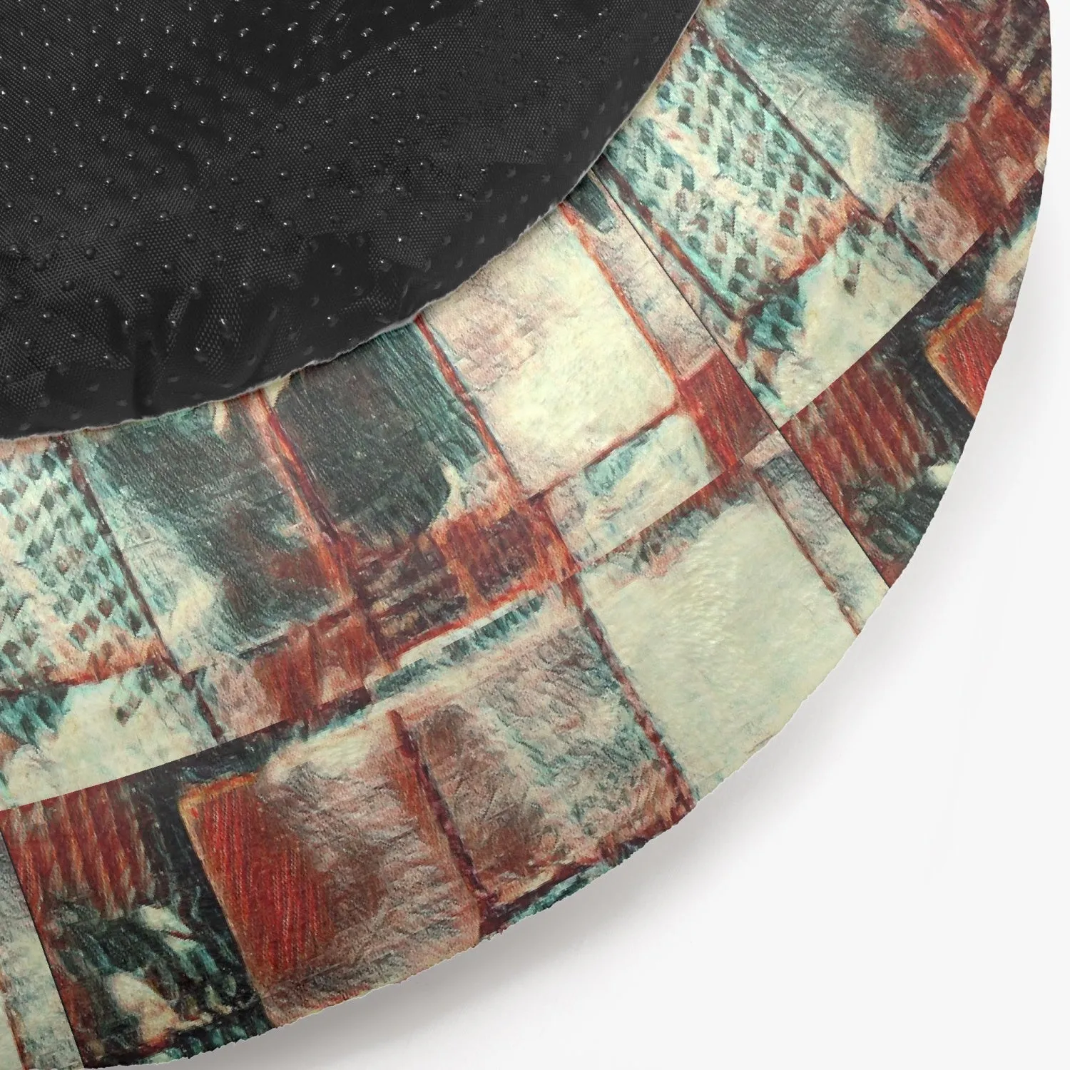Square Dance -. Round Small Size Pet Bed - 300 gram Flannel